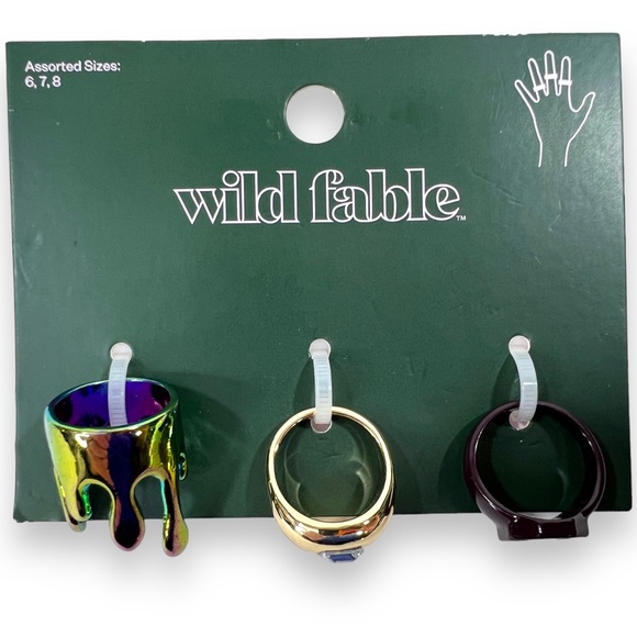 Wild Fable Women's 3-Piece Fashion Statement Rings Set Assorted Sizes 6, 7, 8 - Picture 4 of 12